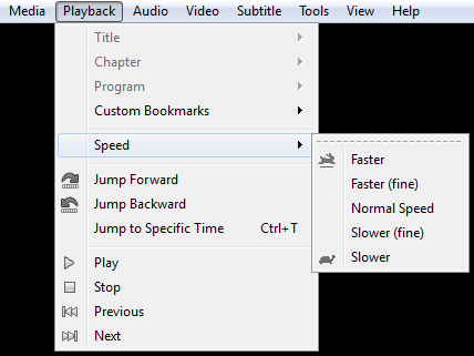 Variable playback speed presets